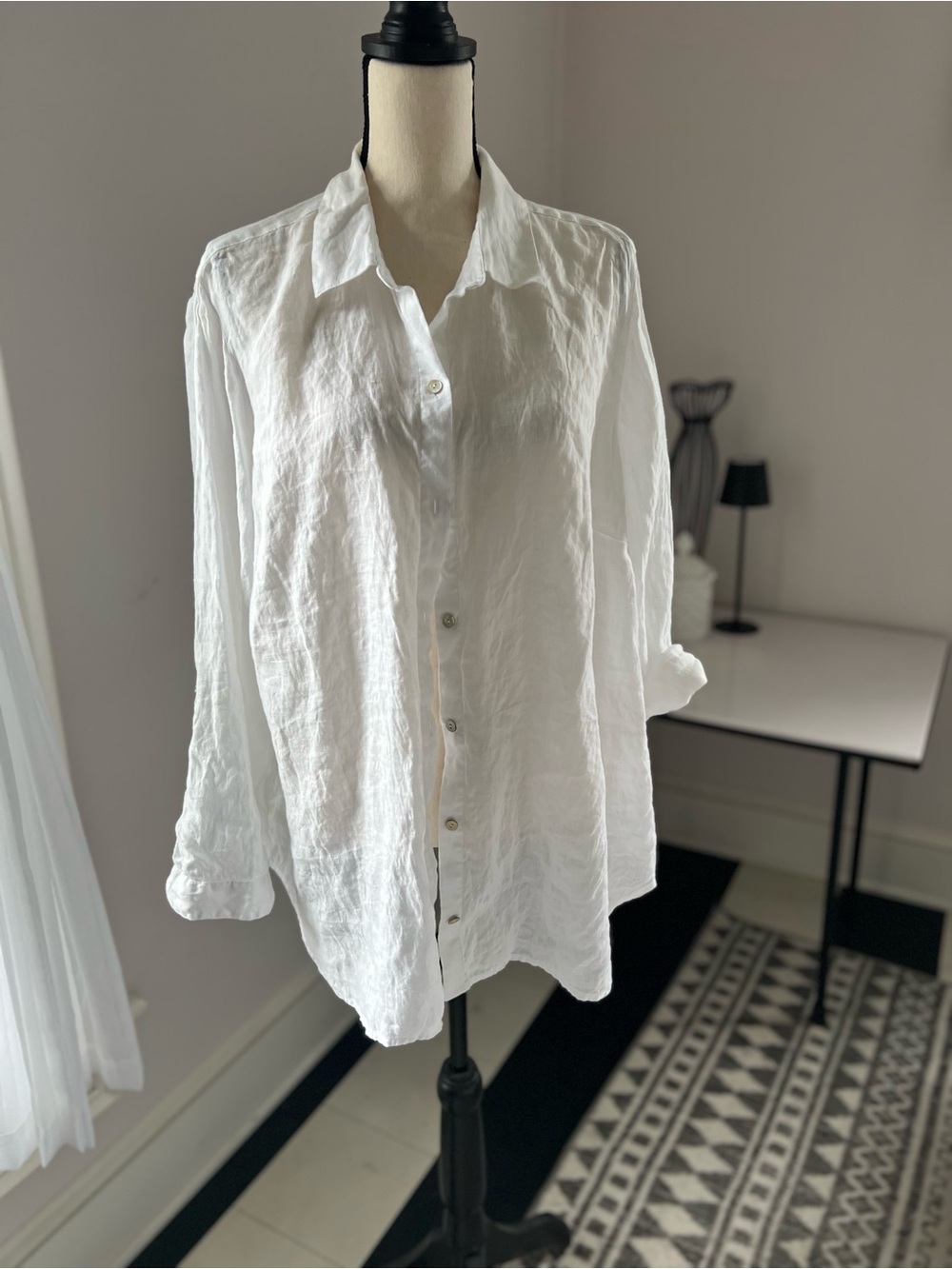 J. Jill White Button-Down Linen Shirt